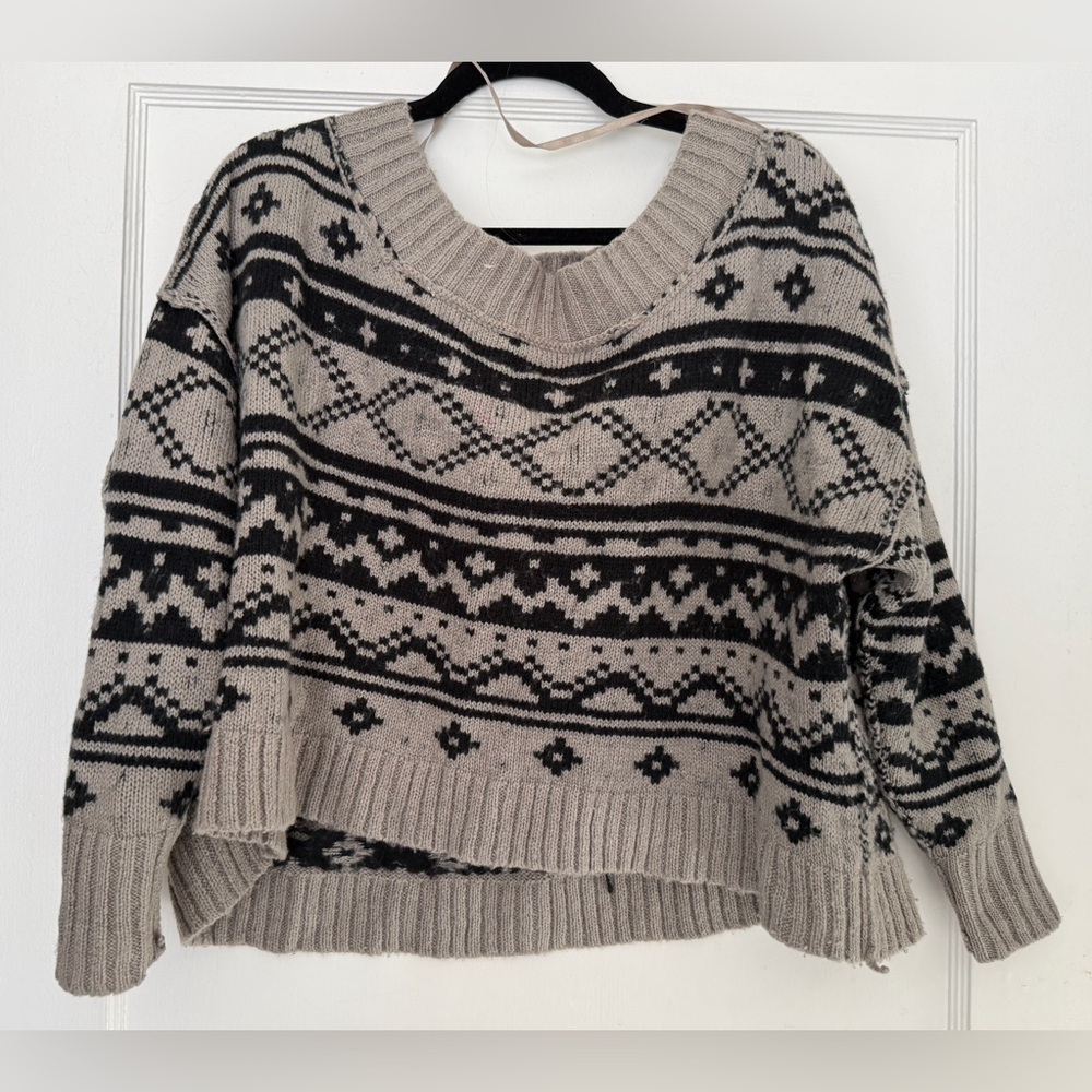 Trouvé Black & Grey Patterned Sweater | Oversized Cozy Knit  Size Extra Small